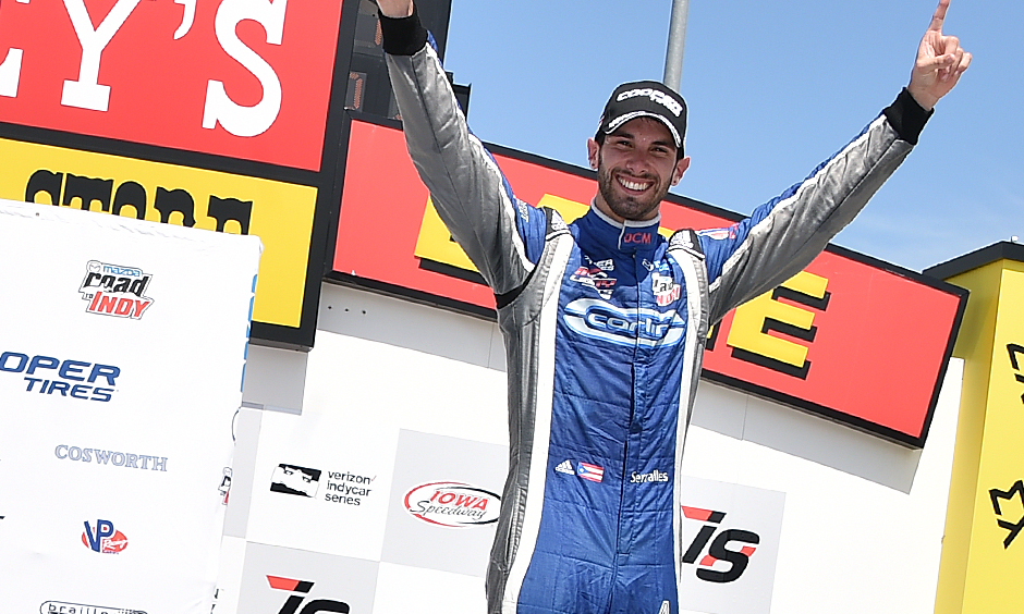 thumbnail for Serralles makes late pass to win Indy Lights race at Iowa