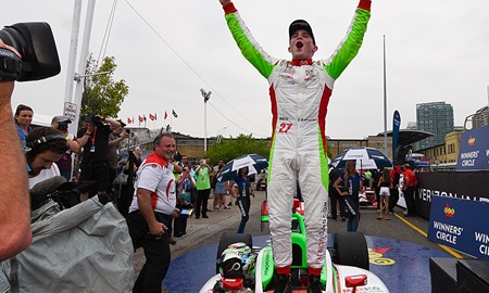 thumbnail for O'Ward outlasts chaos, rain for Toronto win and points lead