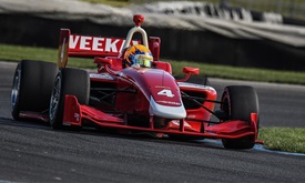 Thumbnail for VeeKay, Eves, Rasmussen set early pace at IMS test