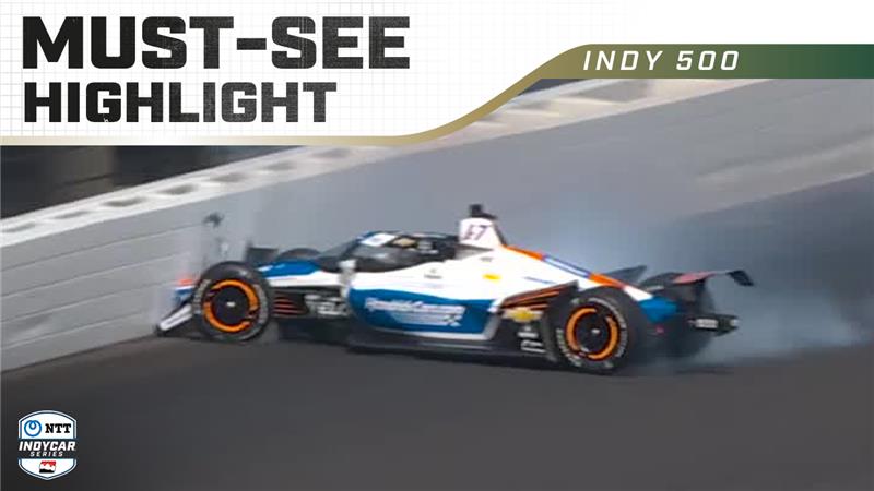 thumbnail for Kyle Larson Spins, Pounds Wall in Indy 500 Practice Crash