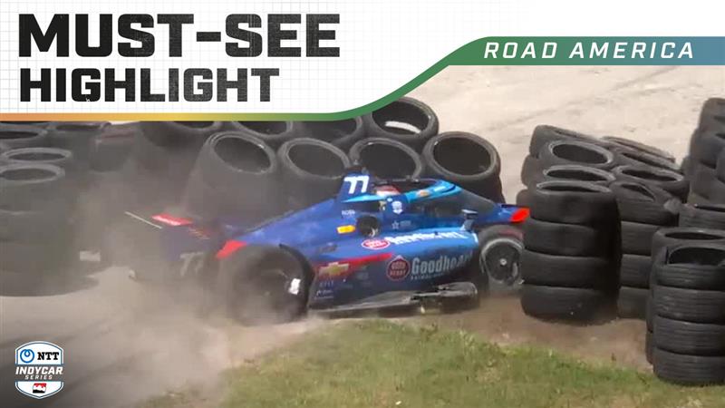 thumbnail for Sting Ray Robb Slams Into Tire Barrier at Road America